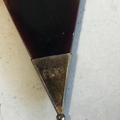 Rare mother of pearl and sterling silver hand carved star brooch pentagram Set