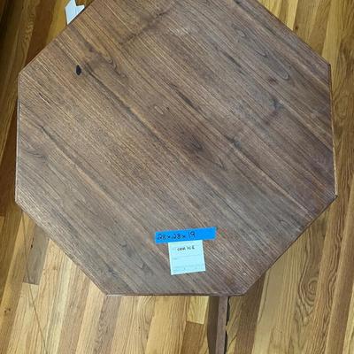 Wooden octagon end table with door