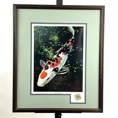 614 Signed and Numbered Taisho Sanshoku Koi Painting by Dennis Blalock 727/1180