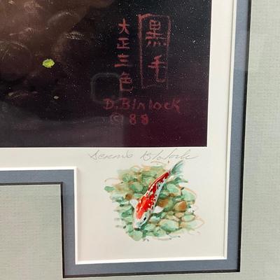 614 Signed and Numbered Taisho Sanshoku Koi Painting by Dennis Blalock 727/1180