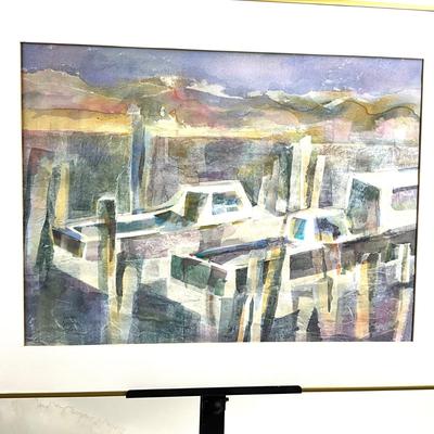 620 Original Signed Watercolor Media Art of Work Boats by Susan Norton Taylor May