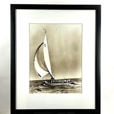 624 Large Black and White Framed Sailing Photograph