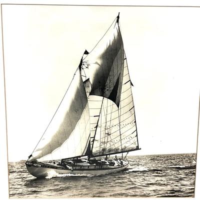 626 Large Black and White Framed Sailboat Photograph