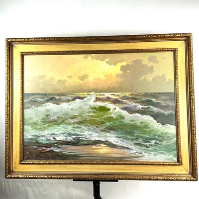 638 LARGE Beautiful Signed Seascape Oil Painting by M. Rinaldi