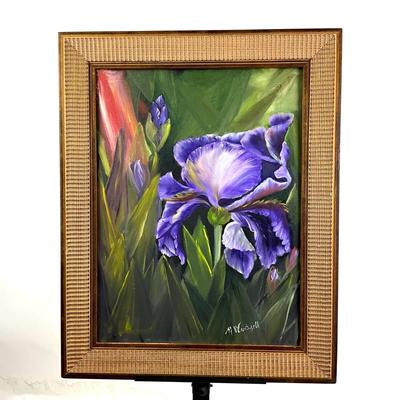 643 Original Acrylic Painting of Purple Iris signed by M. Wentzell