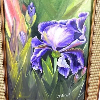 643 Original Acrylic Painting of Purple Iris signed by M. Wentzell
