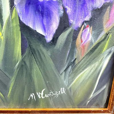 643 Original Acrylic Painting of Purple Iris signed by M. Wentzell