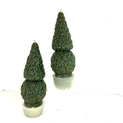 656 Pair of Wax Topiary Candles