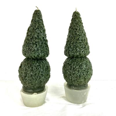 656 Pair of Wax Topiary Candles