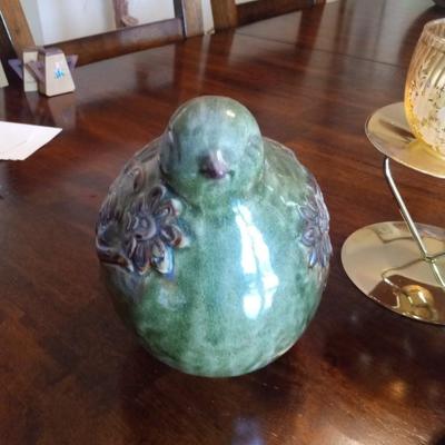 2 CLAY BIRDS AND A VOTIVE CANDLE HOLDER