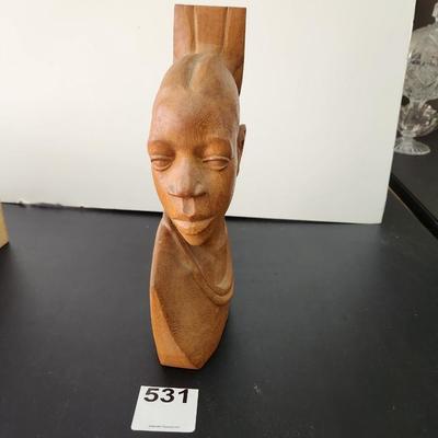 Solid wood African Asian carved Bust