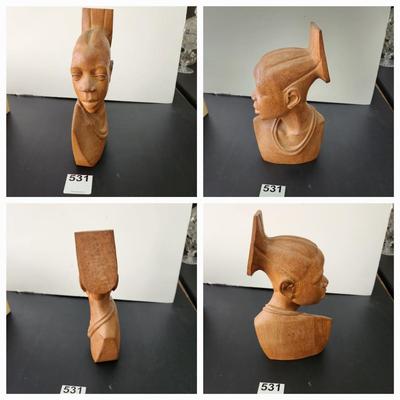 Solid wood African Asian carved Bust