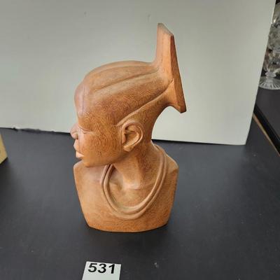 Solid wood African Asian carved Bust