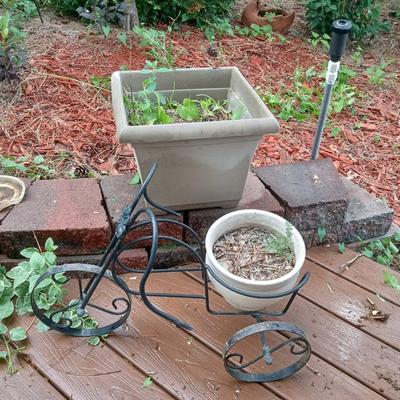 TRICYCLE PLANT STAND AND A FLOWER POT