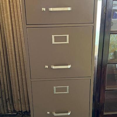 Brown metal file storage cabinet