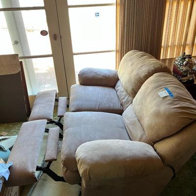 Light brown dual recliner lover seat