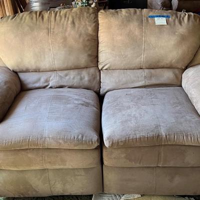 Light brown dual recliner lover seat