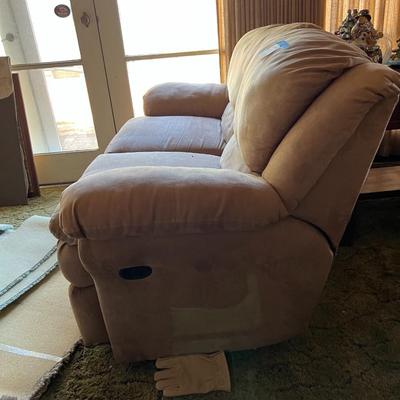 Light brown dual recliner lover seat