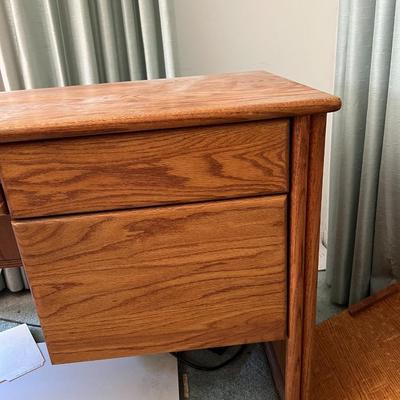 Oak desk with key board tray and two drawers