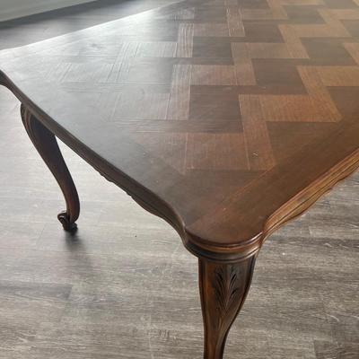 Antique French Wooden Inlay DINING TABLE Expandable *Read Details