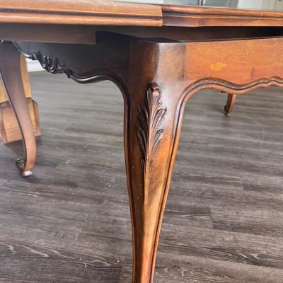 Antique French Wooden Inlay DINING TABLE Expandable *Read Details