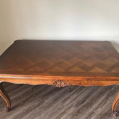Antique French Wooden Inlay DINING TABLE Expandable *Read Details