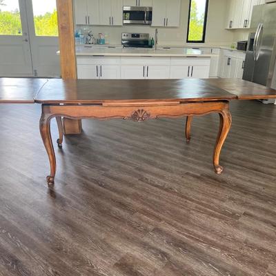 Antique French Wooden Inlay DINING TABLE Expandable *Read Details