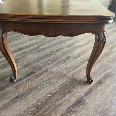 Antique French Wooden Inlay DINING TABLE Expandable *Read Details