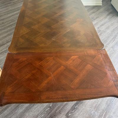 Antique French Wooden Inlay DINING TABLE Expandable *Read Details