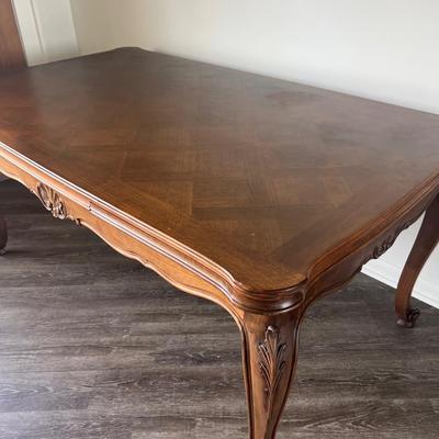 Antique French Wooden Inlay DINING TABLE Expandable *Read Details