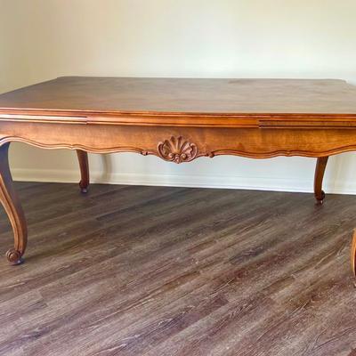Antique French Wooden Inlay DINING TABLE Expandable *Read Details