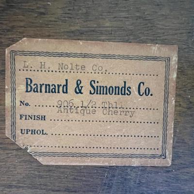BARNARD & SIMONDS CO. Fold Out Table Antique Cherry