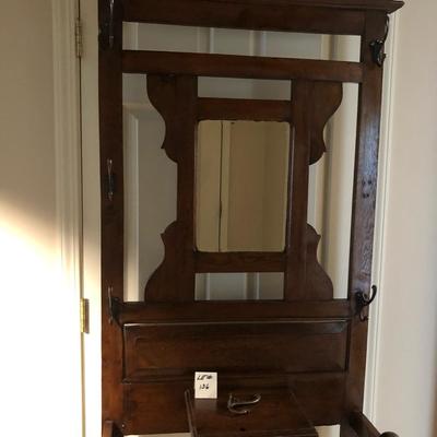 Antique Wood Coat and Umbrella Stand