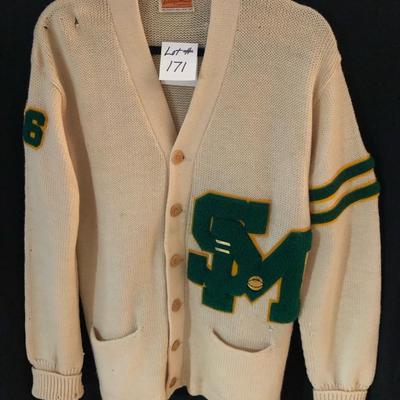 Vintage College House Football Cardigan Sweater