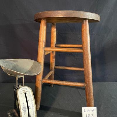Antique Stool and Vienna Scale
