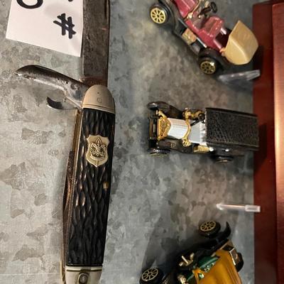 Boy Scouts pocket knife and assortment of items