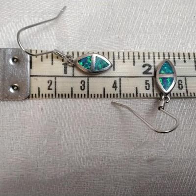 Blue And Green Opal 925 Earrings