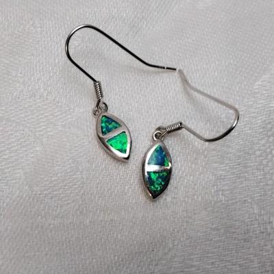 Blue And Green Opal 925 Earrings