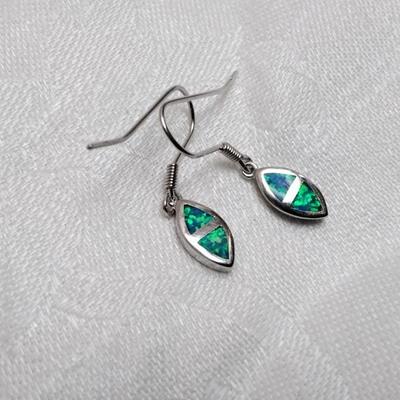 Blue And Green Opal 925 Earrings