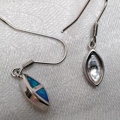 Blue And Green Opal 925 Earrings