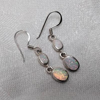 Vintage Opal 925 Dangle Earrings