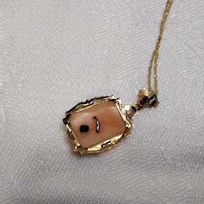 14K Cameo Habille  Pendant On A 16" 10K Italian Gold Necklace