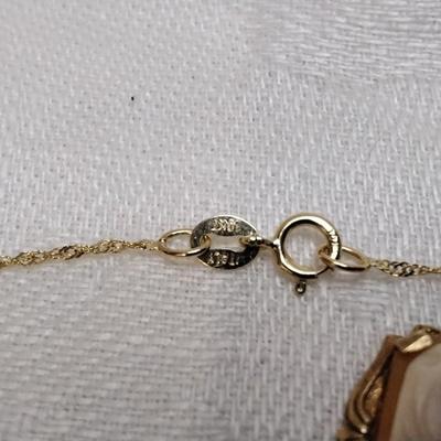 14K Cameo Habille  Pendant On A 16" 10K Italian Gold Necklace