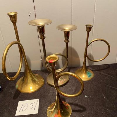 Brass Trumpet Candle Holders