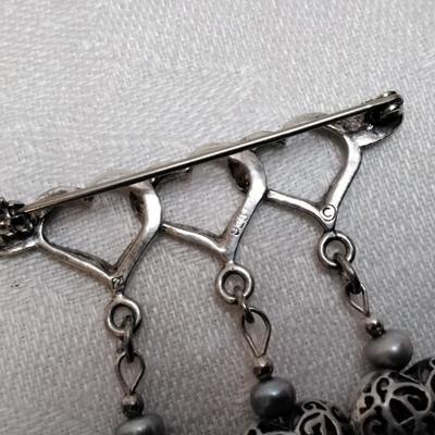 Vintage Cultured Pearl 925 Brooch