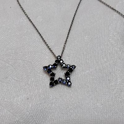Sapphire Star 18" 925 Necklace