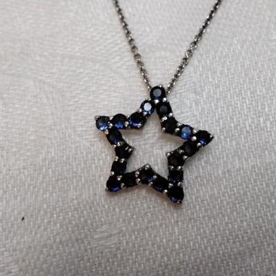 Sapphire Star 18" 925 Necklace