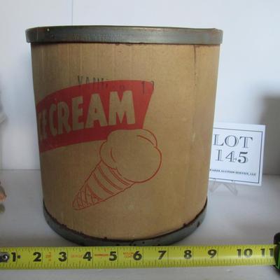 Old Cardboard Ice Cream Container Tin Rim