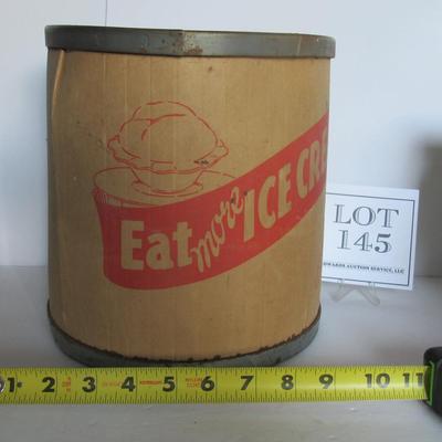 Old Cardboard Ice Cream Container Tin Rim