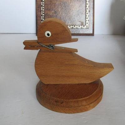 Decorative Wood Items, Duck Clip Holder, Frame, Duck